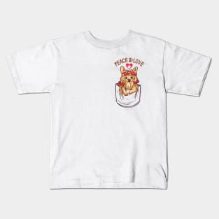 Cute Yorkie Hippie In Pocket Kids T-Shirt